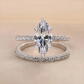 CAOSHI 2Pcs/Set Luxury Wedding Rings for Women Bright Marquise Zirconia Finger Jewelry Gorgeous Fashion Silver Color Accessories