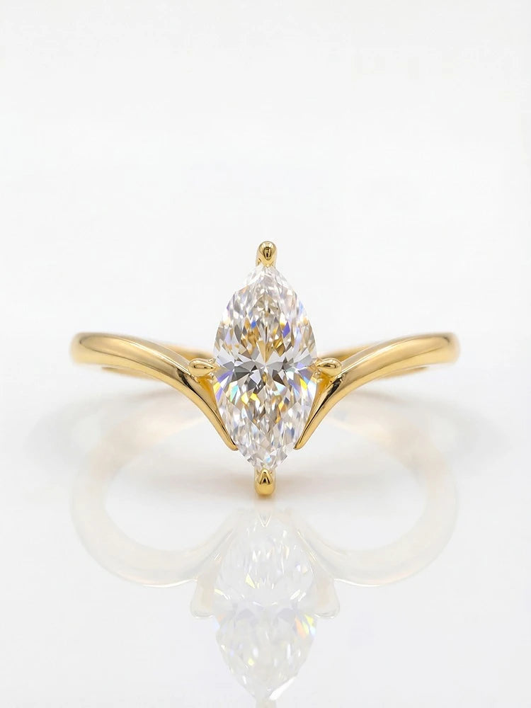 1CT Classical Certified Marquise Moissanite Diamond Ring For Women 925 Sterling Silver High Quality Wedding Jewelry