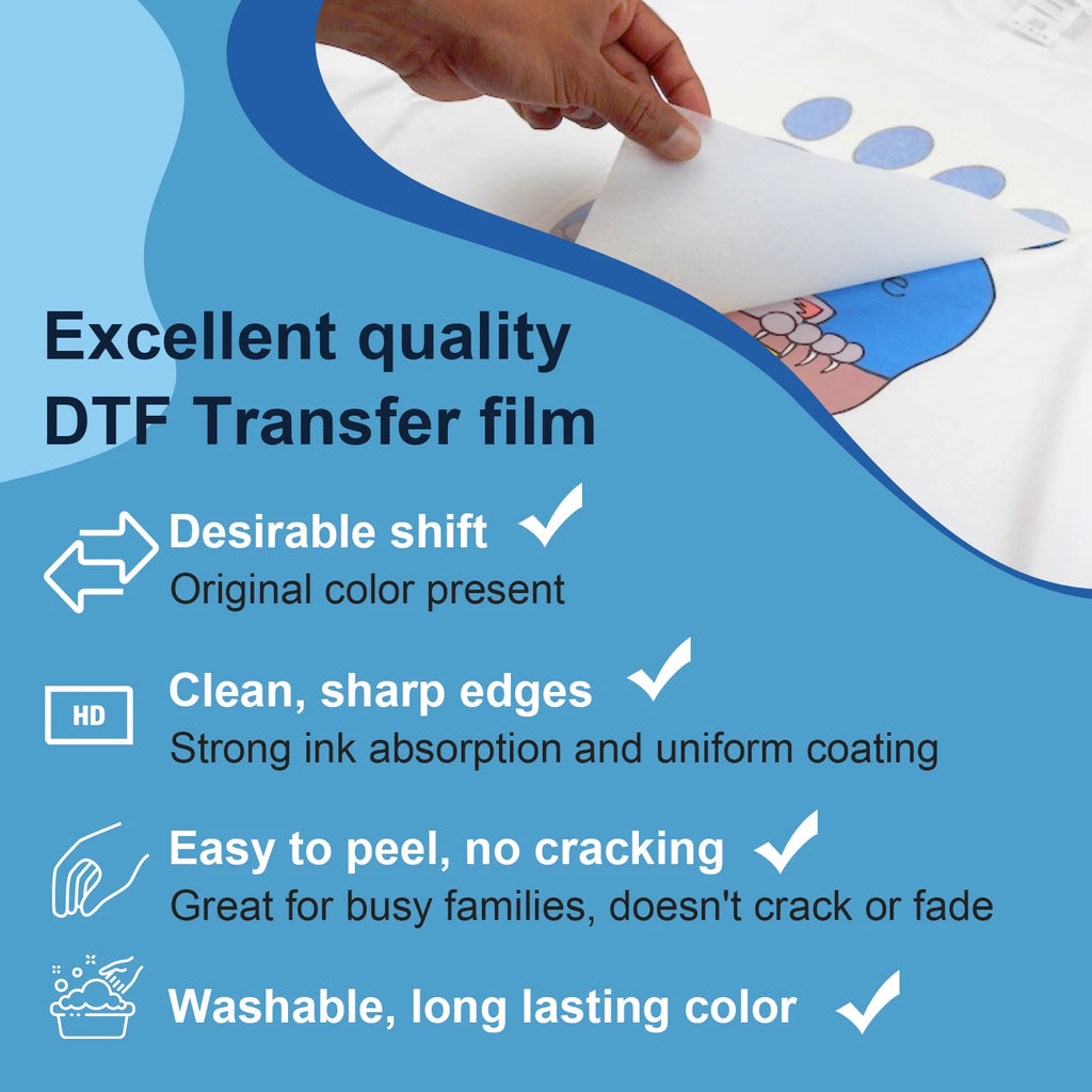 100Pcs DTF Transfer Film A4 Size PET Transfer Paper Printable PET Film Sheets Clear Transfer Sheets Transfer Paper Printer DTF