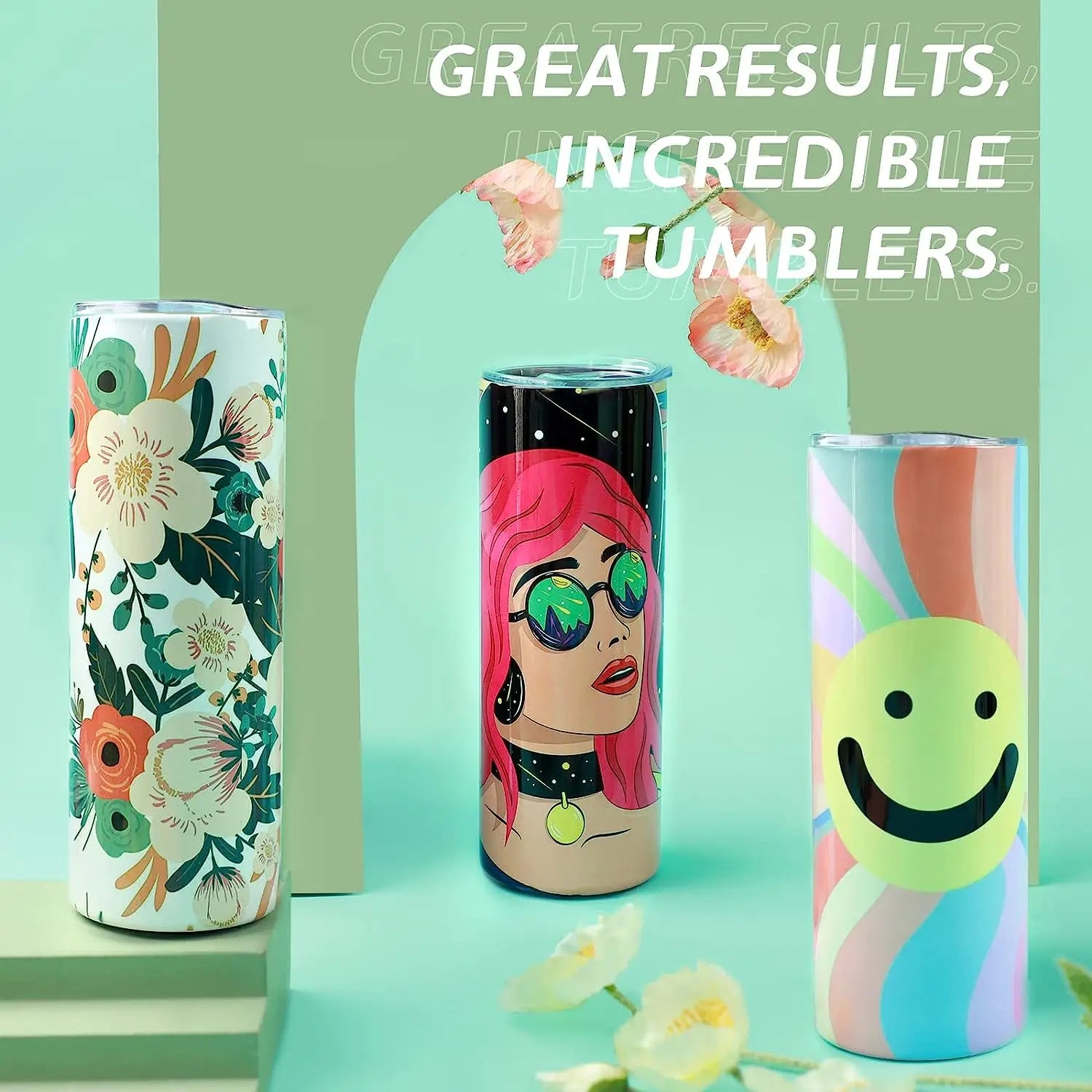 HTVRONT 20oz Sublimation Tumblers Bulk – Skinny Stainless Steel Insulated Cups | 24/48 Pack