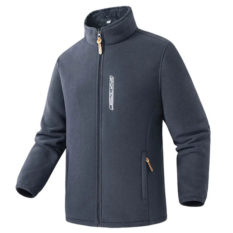 2026 New Style Men's Polar Fleece Jacket Coat Autumn Winter Thicken Windproof Stand-up Collar Cardigan Sweatshirts Men Clothing