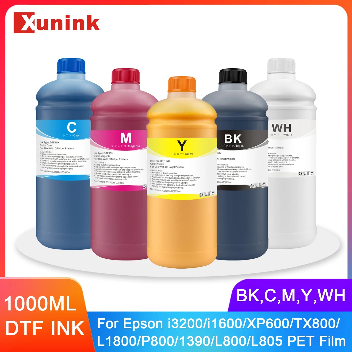DTF Ink 1000ml – Compatible with Epson L1800, XP600, i3200 & All DTF Printers