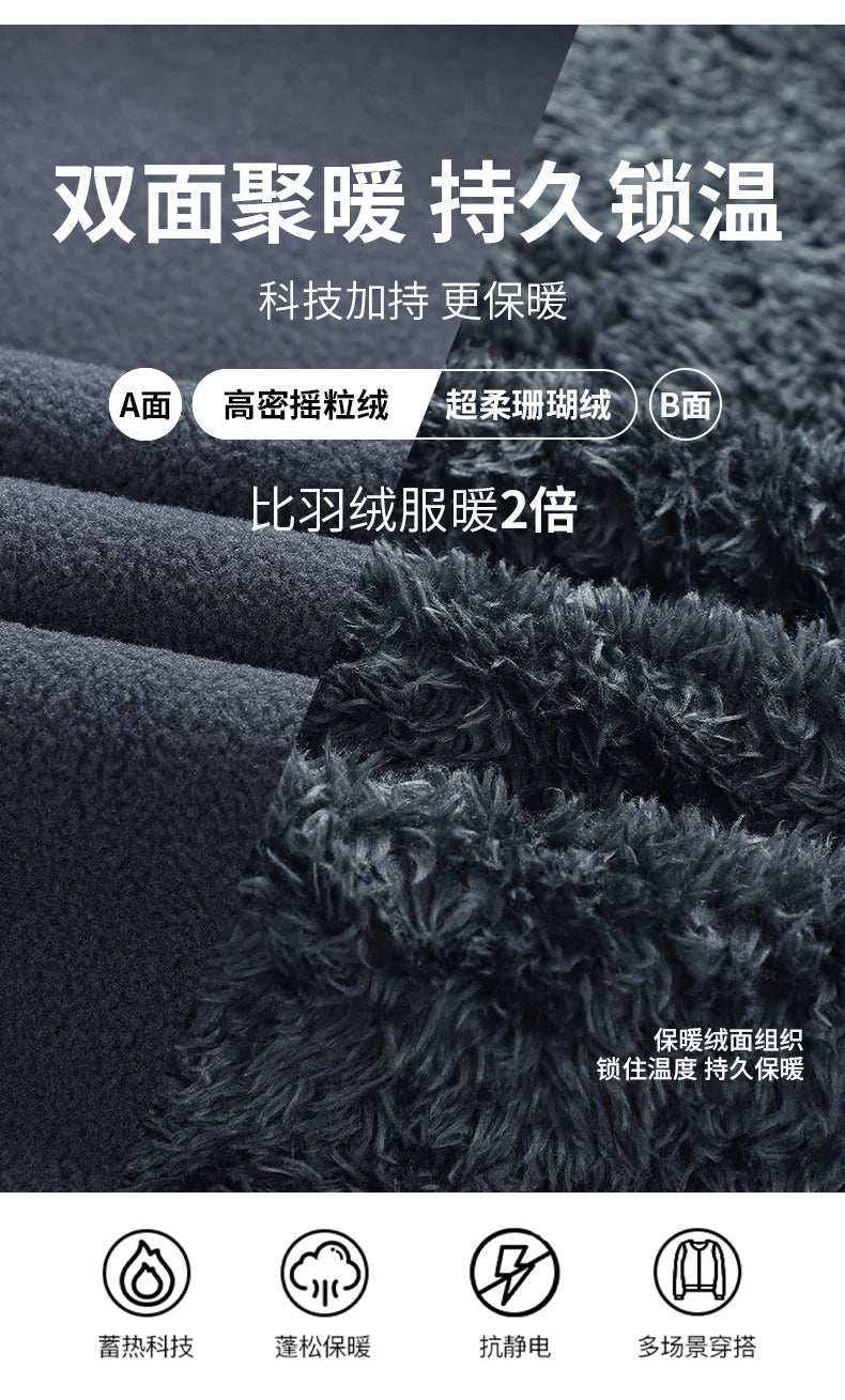 2026 New Style Men's Polar Fleece Jacket Coat Autumn Winter Thicken Windproof Stand-up Collar Cardigan Sweatshirts Men Clothing