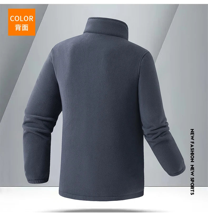 2026 New Style Men's Polar Fleece Jacket Coat Autumn Winter Thicken Windproof Stand-up Collar Cardigan Sweatshirts Men Clothing