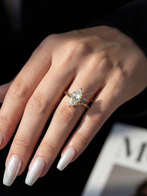 1CT Classical Certified Marquise Moissanite Diamond Ring For Women 925 Sterling Silver High Quality Wedding Jewelry