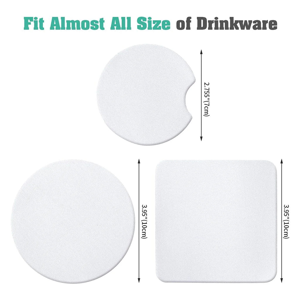 Sublimation Cup Coasters 50-Pack – Square & Round Rubber Mats for Heat Press & DIY Crafts