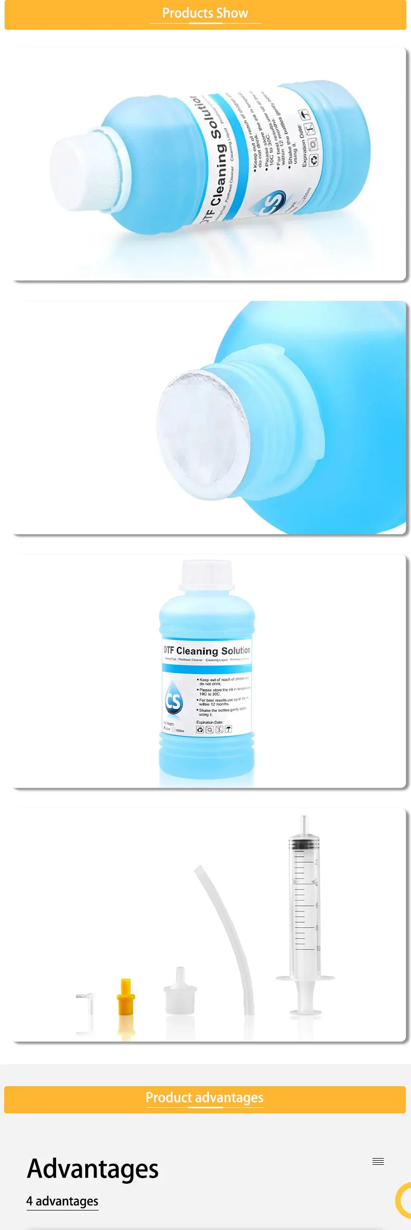DTF Power Cleaner DTF Cleaning Solution Liquid For Direct to Film Printer Printhead Tube Maintenance Kit ( 3 Capacity Options)