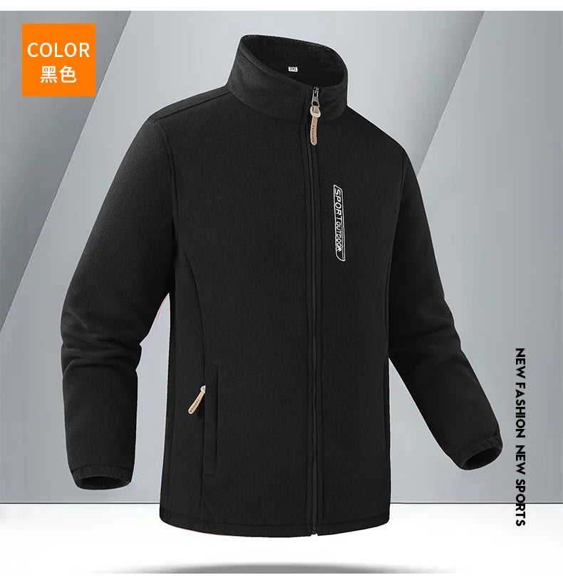 2026 New Style Men's Polar Fleece Jacket Coat Autumn Winter Thicken Windproof Stand-up Collar Cardigan Sweatshirts Men Clothing